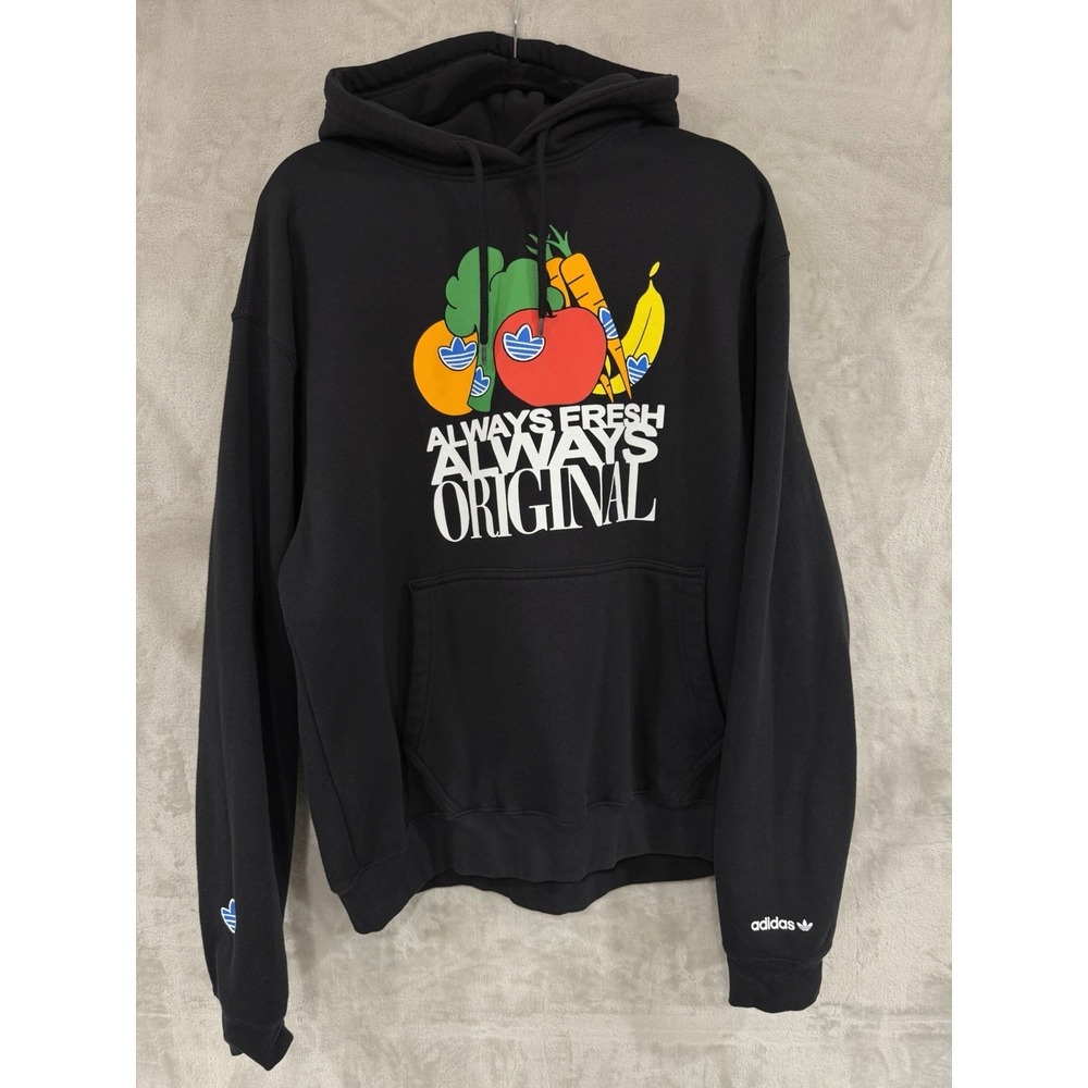 adidas Originals Mens Hoodie Always Fresh Graphic Black Fleece XL Sweatshirt